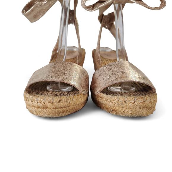 Loeffler Randall Harper Gold Metallic Leather Wedge Espadrilles 9.5B Brazil - Picture 12 of 16